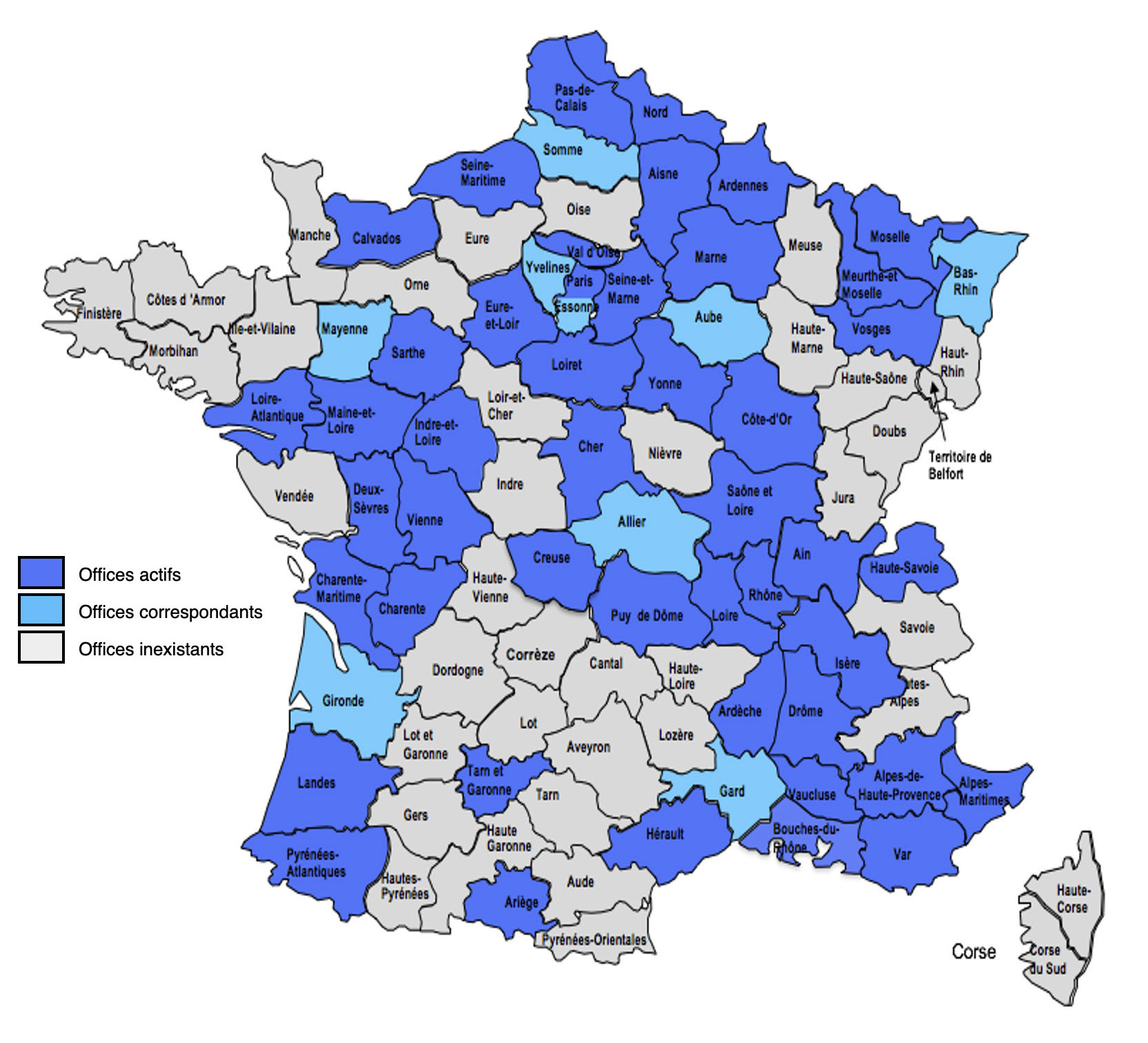 Carte des offices de l'OGBTP